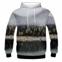 Мужское 3D худи Forest by the lake - PrintSalon