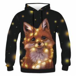 Чоловіче 3D худі Fox And Christmas Lights - PrintSalon