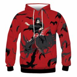 Чоловіче 3D худі Itachi Uchiha with crows - PrintSalon