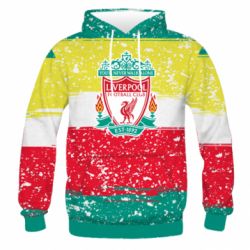 Чоловіче 3D худі Liverpool and logo colors-PrintSalon Чоловіче 3D худі Liverpool and logo colors