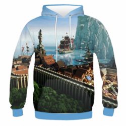 Мужское 3D худи Minecraft beautiful town - PrintSalon
