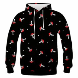 Мужское 3D худи Мухоморы - PrintSalon