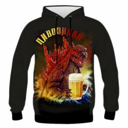 Мужское 3D худи Пивозилла - PrintSalon