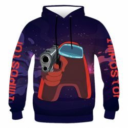 Чоловіче 3D худі Red With A Gun - PrintSalon