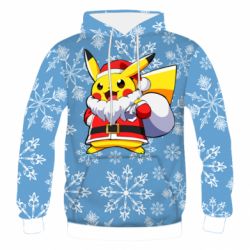 Чоловіче 3D худі Santa Claus Pikachu - PrintSalon
