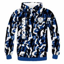 Чоловіче 3D худі Scania logo and grunge - PrintSalon