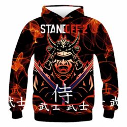 Мужское 3D худи Standoff Samurai And Fire - PrintSalon