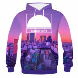 Чоловіче 3D худі Sunset city - PrintSalon