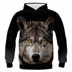Чоловіче 3D худі Wolf with yellow eyes - PrintSalon