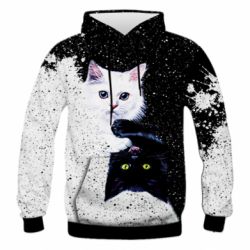 Мужское 3D худи Yin and Yang cats - PrintSalon