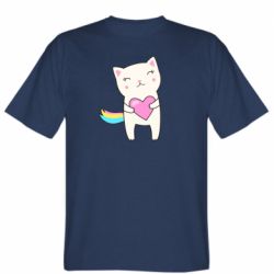 Мужская футболка Stedman Cute cat with heart - PrintSalon