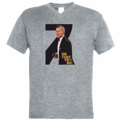 Мужская футболка  с V-образным вырезом Агент 007 Не Время Умирать - PrintSalon