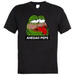Мужская футболка  с V-образным вырезом Аhegao PePe - PrintSalon