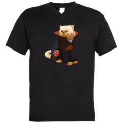 Мужская футболка  с V-образным вырезом Akatsuki angry cat - PrintSalon