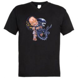 Мужская футболка  с V-образным вырезом Alien vs Predator - PrintSalon