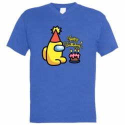 Чоловіча футболка з V-подібним вирізом Among Us Happy Birthday - PrintSalon