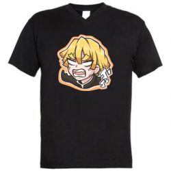 Мужская футболка  с V-образным вырезом Angry Zenitsu Agatsuma - PrintSalon
