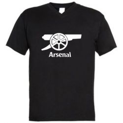 Мужская футболка  с V-образным вырезом Arsenal simple logo - PrintSalon