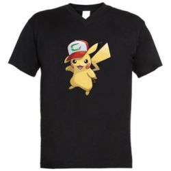 Мужская футболка  с V-образным вырезом Ash's hat Pikachu - PrintSalon