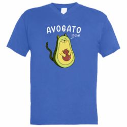 Мужская футболка  с V-образным вырезом Avogato Cat - PrintSalon