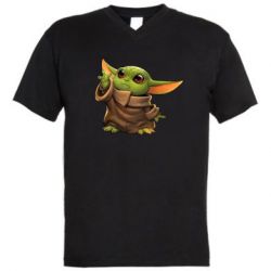 Чоловіча футболка з V-подібним вирізом Baby Yoda Force - PrintSalon