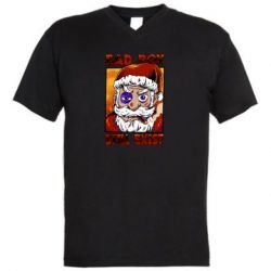 Мужская футболка  с V-образным вырезом Bad Santa - PrintSalon