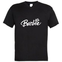 Мужская футболка  с V-образным вырезом Barbie Logo - PrintSalon