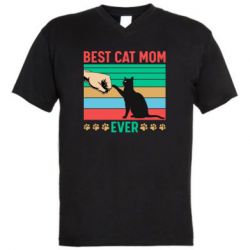 Мужская футболка  с V-образным вырезом Best cat mom ever - PrintSalon