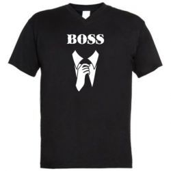 Мужская футболка  с V-образным вырезом Boss Costume - PrintSalon