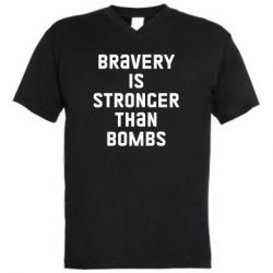 Мужская футболка  с V-образным вырезом Bravery is stronger - PrintSalon
