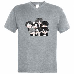 Чоловіча футболка з V-подібним вирізом BTS Cute Art - PrintSalon