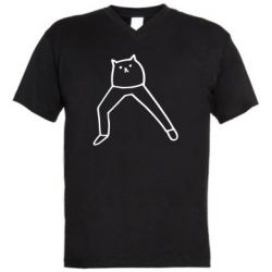 Мужская футболка  с V-образным вырезом Cat in pants - PrintSalon