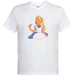 Мужская футболка  с V-образным вырезом Chinerella Pizza - PrintSalon