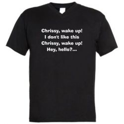 Мужская футболка  с V-образным вырезом Chrissy, wake up - PrintSalon