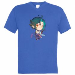 Мужская футболка  с V-образным вырезом Cute Chibi Xiao - PrintSalon