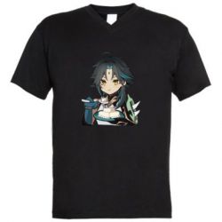 Мужская футболка  с V-образным вырезом Cяо кушает - PrintSalon