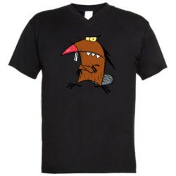 Мужская футболка  с V-образным вырезом Daggett Beaver - PrintSalon