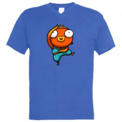 Мужская футболка  с V-образным вырезом Dancing Fishstick-PrintSalon Мужская футболка  с V-образным вырезом Dancing Fishstick