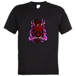 Мужская футболка  с V-образным вырезом Darth Maul Japanese mask - PrintSalon