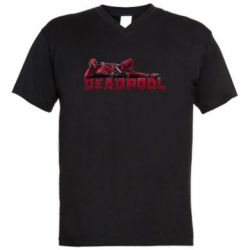 Мужская футболка  с V-образным вырезом Дэдпул арт - PrintSalon