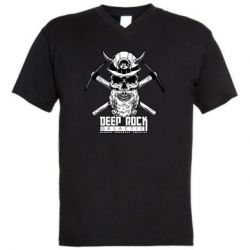 Мужская футболка  с V-образным вырезом Deep Rock Galactic skull - PrintSalon