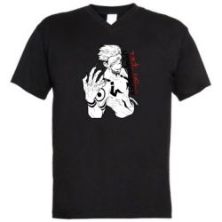 Мужская футболка  с V-образным вырезом Demon Sukuna art - PrintSalon