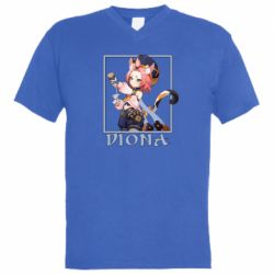 Мужская футболка  с V-образным вырезом Diona Genshin Impact - PrintSalon
