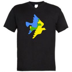 Мужская футболка  с V-образным вырезом Dove flag of Ukraine - PrintSalon