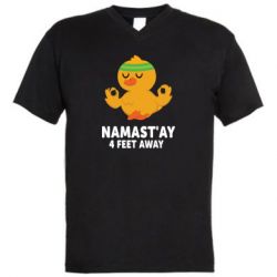 Мужская футболка  с V-образным вырезом Duck Namast'ay Away - PrintSalon