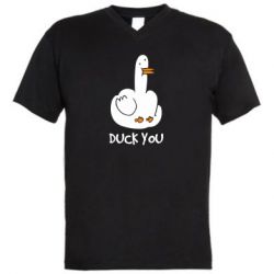 Мужская футболка  с V-образным вырезом Duck you - PrintSalon