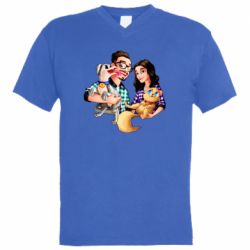 Мужская футболка  с V-образным вырезом Edison Family - PrintSalon