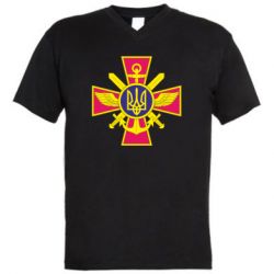 Мужская футболка  с V-образным вырезом Эмблема ВСУ - PrintSalon