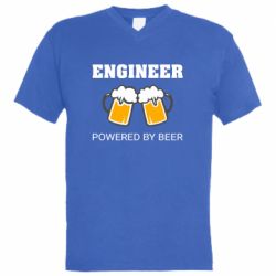 Мужская футболка  с V-образным вырезом Engineer Powered By Beer - PrintSalon