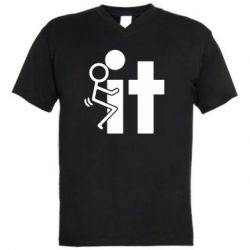 Мужская футболка  с V-образным вырезом F*ck with IT - PrintSalon